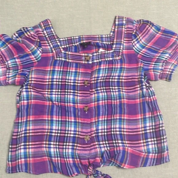 Talbots plaid linen top - Picture 1 of 5